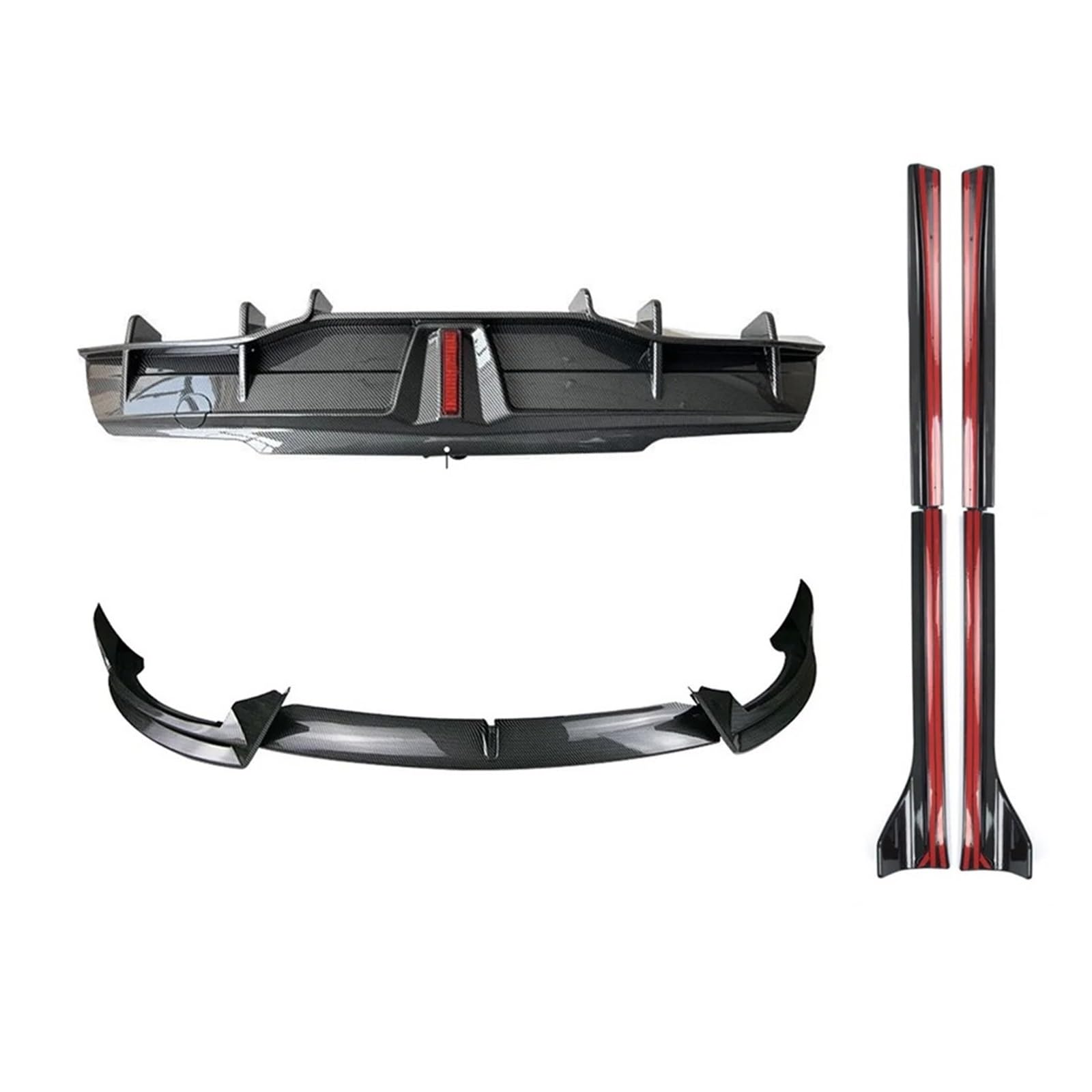Seitenleisten Satz Body Kits Für Tesla Für Modell Y 2020 2021 2022 2023 Matte Carbon Hinten Diffusor Seite Spillter Spoiler Stoßstange Lip Body Tuning Winglet Diffusor(Matte Carbon Set) von MWCMAMBG