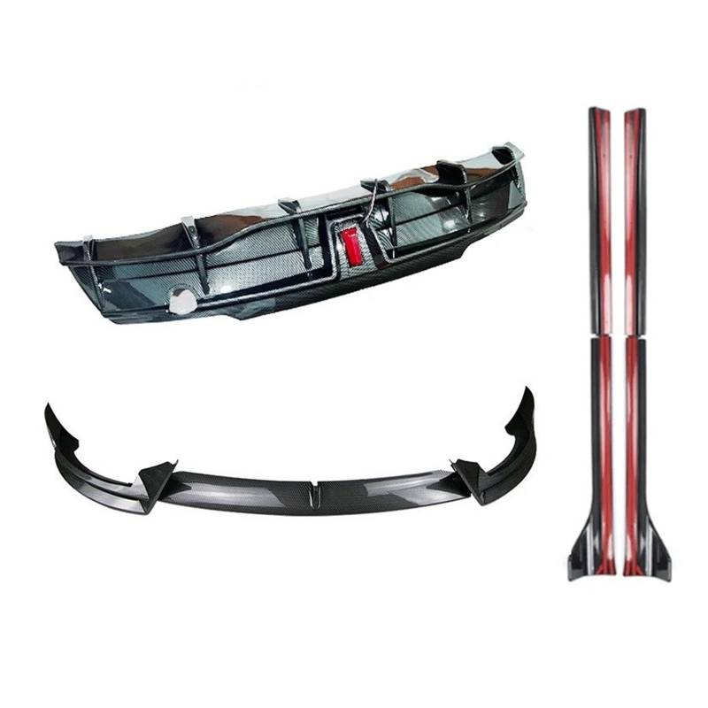 Seitenleisten Satz Für Tesla Für Modell Y Deflektor Frontschürze Lippe Kinn Schutz Trim Abdeckung Geändert Seite Rock Körper Kit Diffusor Zubehör 2021 2022 2023 2024 Winglet Diffusor(Carbon fiber patt von MWCMAMBG