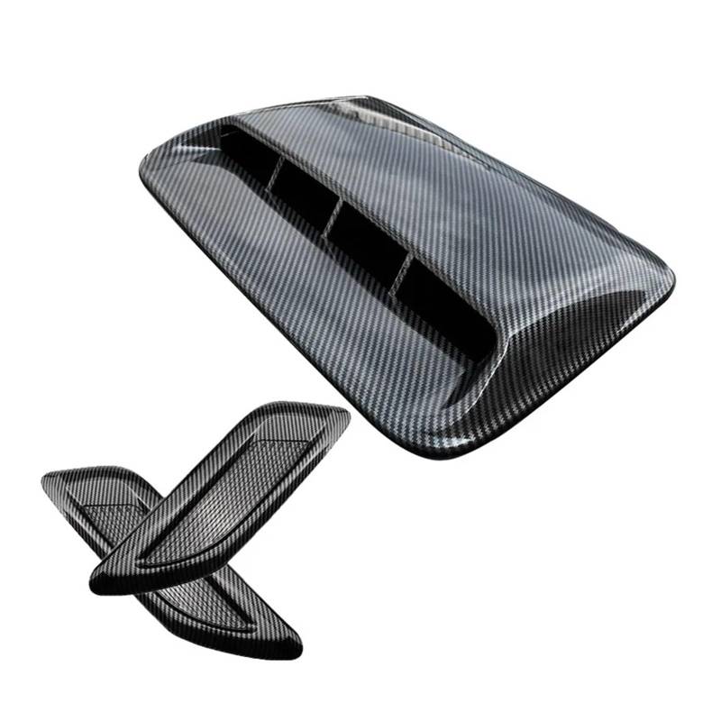 Shuogoufeng Store 40 cm Universal Auto Luftstrom Dekorative Ansaughaubenhutze Motorhaubenentlüftungsaufkleber Abdeckung Haube Passend for jedes Fahrzeug mit flacher Haube(3pcs carbon set) von MXIJCJVJ