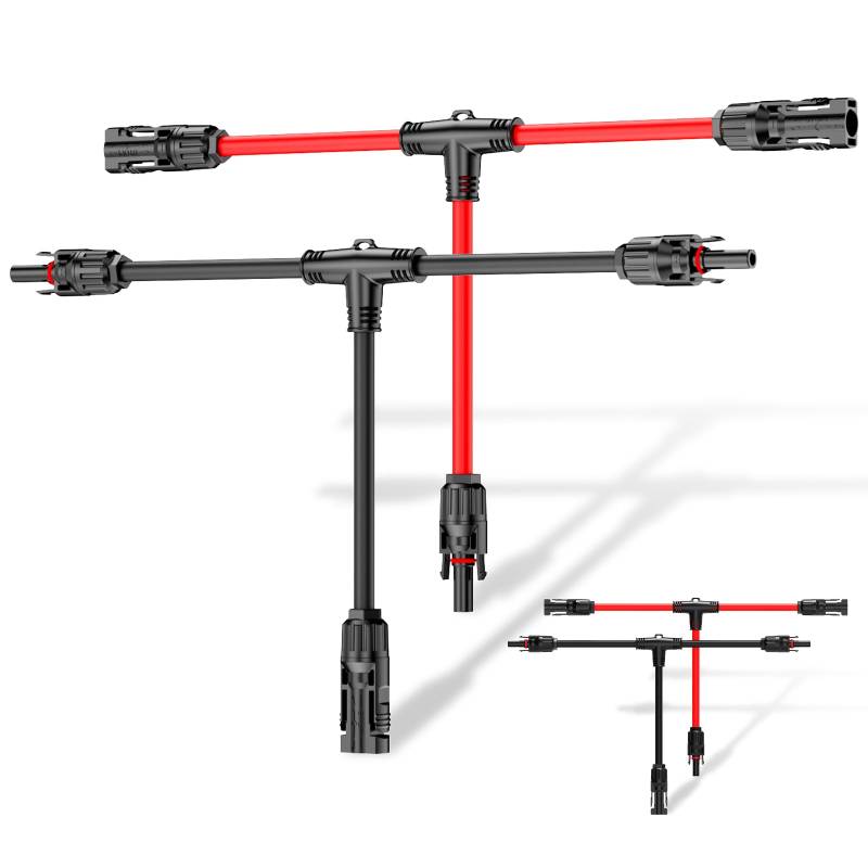 MXRPV Solar-Anschlusskabel,Solar-Panel Y Zweig Parallelverbinder,30A 1000V 6mm² 2 bis 4 Splitter Solar-Panel-Steckverbinder Verlängerungskabel Solarkabel Stecker (2 Paare, T Parallelverbinder) von MXRPV