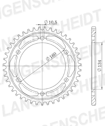 Kettenrad Supersprox 530 LK 160,0mm Ø 134mm 45Z 6-Loch Stahl schwarz von MXT