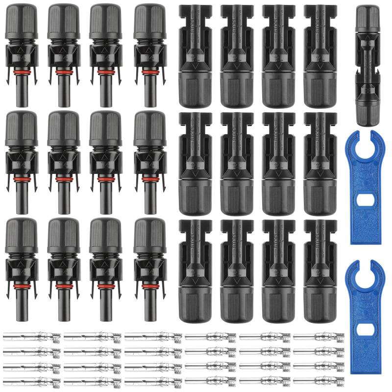 MXTIMWAN 12 Paar Solarpanel Stecker, Männlich/Weiblich Solarpanel Stecker, Wasserdicht, Solar Stecker Set mit 2 Schraubenschlüssel für 2.5/4/6 mm² Solarpanel PV Kabel von MXTIMWAN