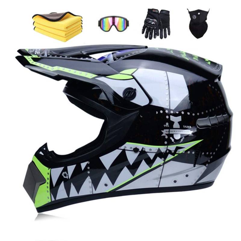 MXYMC Motorradhelm,Motocross Helm,helm Kinder,fullface Helm,ATV Helm,MTB(Kostenlose Handschuhe, Brille, Schutzbrille) black,57-58 cm von MXYMC