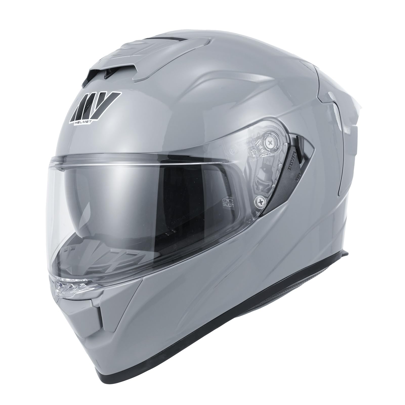 MY Motorrad Integralhelm Vollvisierhelm Mopedhelm mit Sonnenblende für Damen Herren,ECE 22.06 Genehmigung,Modell MY-936 (Grau, S) von MY