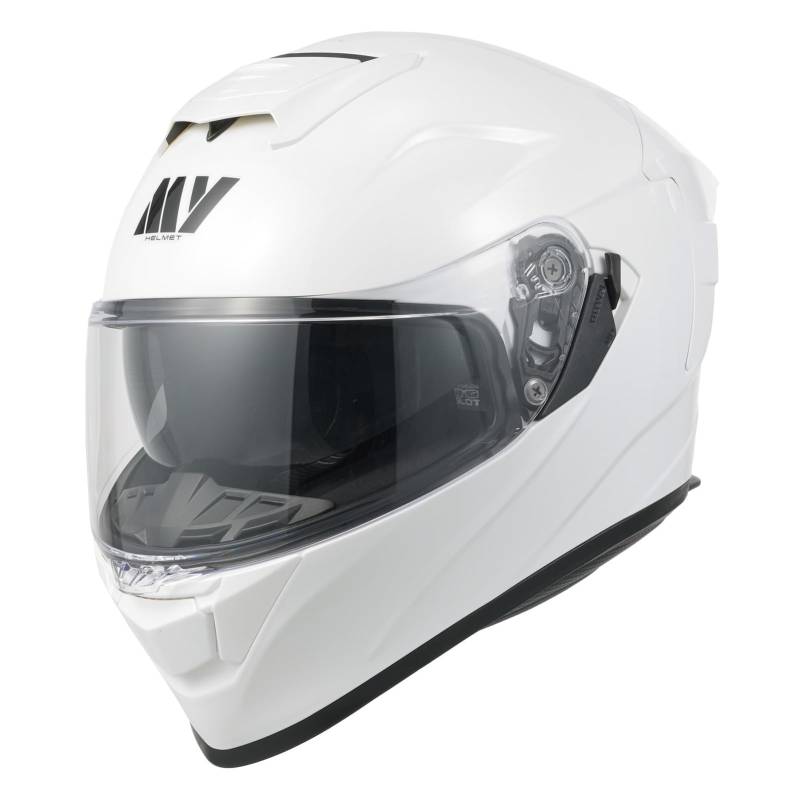 MY Motorrad Integralhelm Vollvisierhelm Mopedhelm mit Sonnenblende für Damen Herren,ECE 22.06 Genehmigung,Modell MY-936 (Weiß, M) von MY