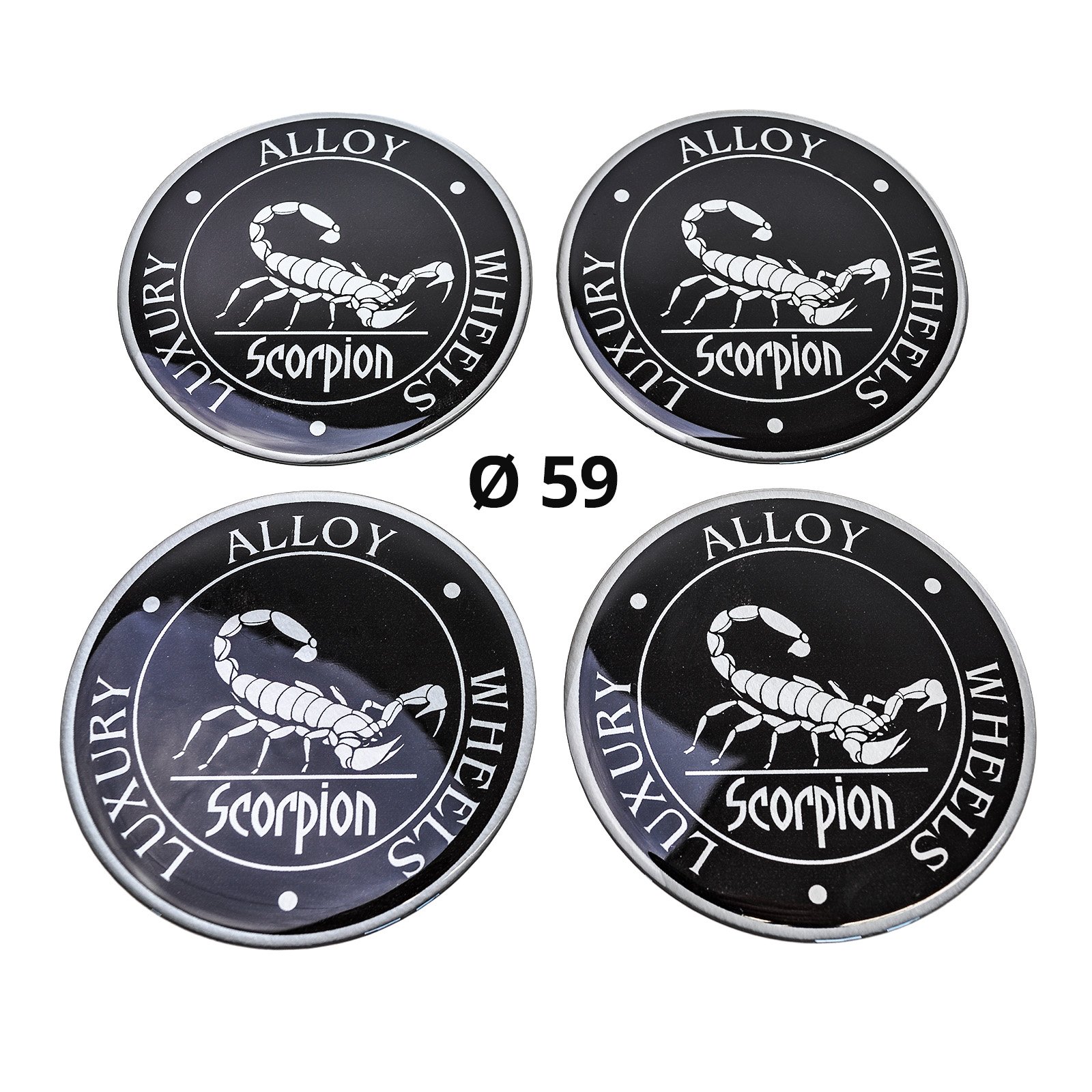 4x Silikon Aufkleber/Embleme für Nabenkappen | Motiv: Skorpion | Durchmesser: 59 mm 4x Silikon Aufkleber/Embleme für Nabenkappen | Motiv: Skorpion | Durchmesser: 59 mm von MYBA-S
