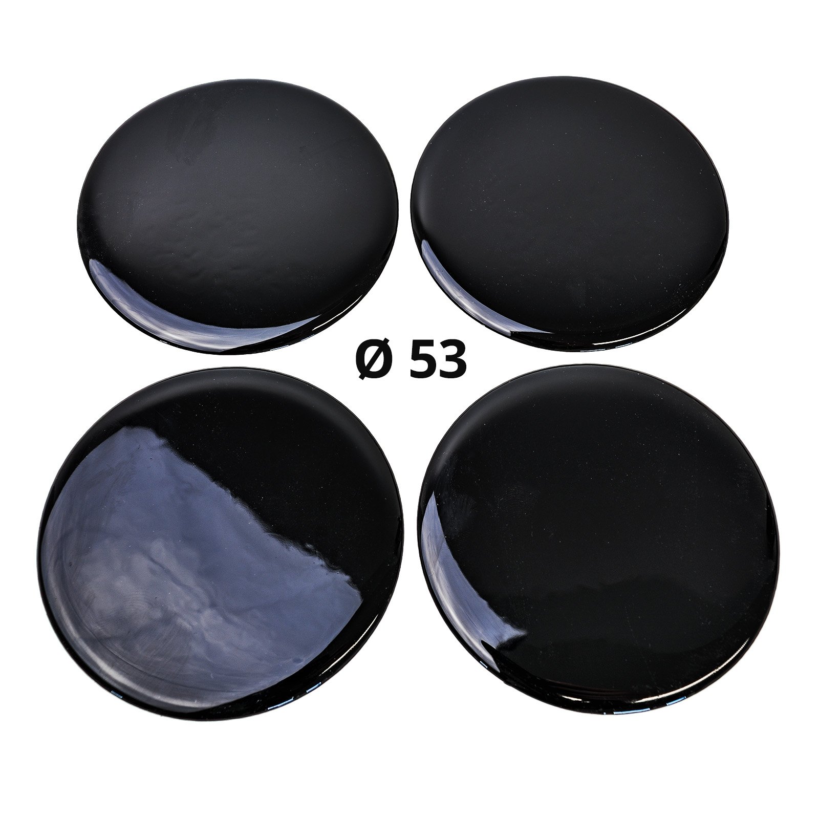 4x Silikon Aufkleber/Embleme für Nabenkappen | Motiv: Black/Schwarz | Durchmesser: 53 mm von MYBA-S