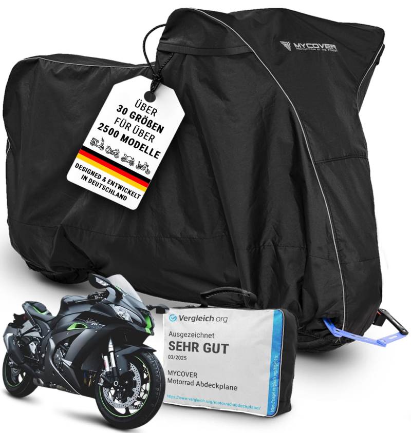 MYCOVER Motorrad Abdeckplane handgefertigt - Motorradabdeckung passend für Kawasaki ZX-10R Winterfest wasserdicht reißfest & robust Motorradplane Outdoor - Größe L (L235xB100xH120) von MYCOVER