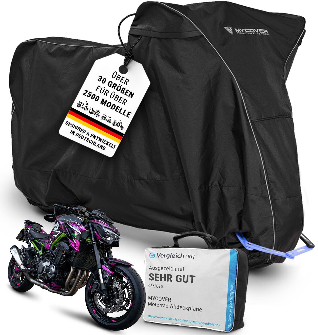 MYCOVER Motorrad Abdeckplane handgefertigt - Motorradabdeckung passend für Kawasaki Z900 Winterfest wasserdicht reißfest & robust Motorradplane Outdoor - Größe L+ (L235xB100xH130) MYCOVER Motorrad Abdeckplane handgefertigt - Motorradabdeckung passend für Kawasaki Z900 Winterfest wasserdicht reißfest & robust Motorradplane Outdoor - Größe L+ (L235xB100xH130) von MYCOVER