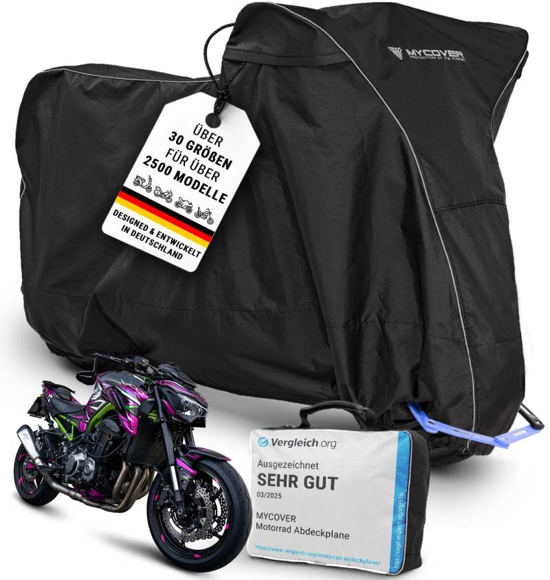 MYCOVER Motorrad Abdeckplane handgefertigt - Motorradabdeckung passend für Kawasaki Z900 Winterfest wasserdicht reißfest & robust Motorradplane Outdoor - Größe L+ (L235xB100xH130) von MYCOVER