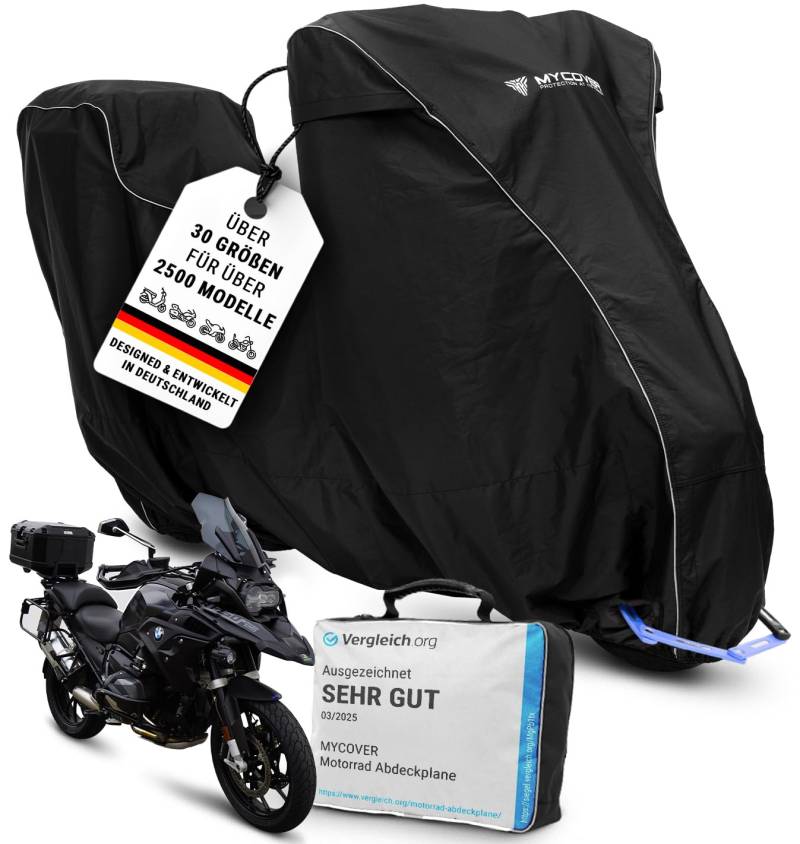 MYCOVER Motorrad Abdeckplane handgefertigt - Motorradabdeckung passend für BMW R1300GS Winterfest wasserdicht reißfest & robust Motorradplane Outdoor - Größe XL+TC (L250xB115xH145) von MYCOVER