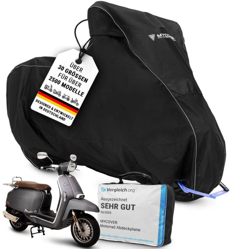 MYCOVER Roller Abdeckplane handgefertigt - Mofa Motorradabdeckung Winterfest wasserdicht reißfeste & robuste Motorradplane Outdoor - Größe S von MYCOVER