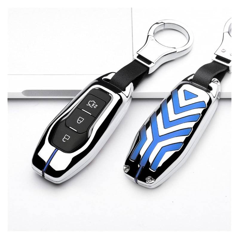 Autoschlüssel Schlüssel Hülle Schlüsselanhänger Tragbare Auto Key Case Cover Tasche Zinklegierung Für Ford MK3 MK4 MK5. Fiesta Ecosport Kuga Explorer Edge Mustang Mondeo (Farbe : 3) von MYDH