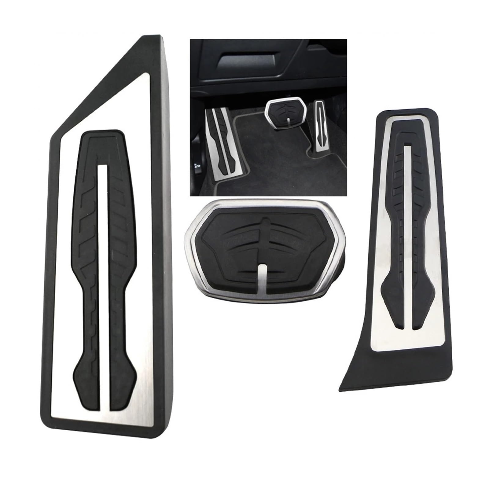 Beschleuniger Gas Brems Fußstütze Abdeckung LHD Edelstahl Auto Pedal Kompatibel Für BMW X1 F48 2 Serie F44(AT with rest pedal) von MYKLNFOU