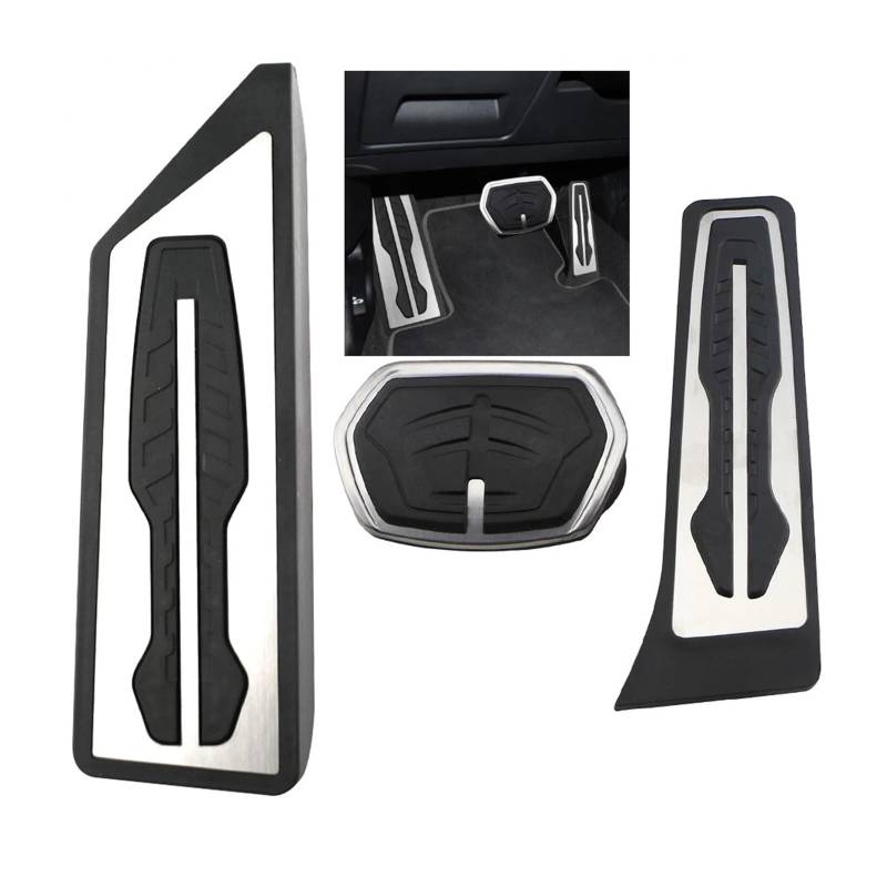 Beschleuniger Gas Brems Fußstütze Abdeckung LHD Edelstahl Auto Pedal Kompatibel Für BMW X1 F48 2 Serie F44(AT with rest pedal) von MYKLNFOU