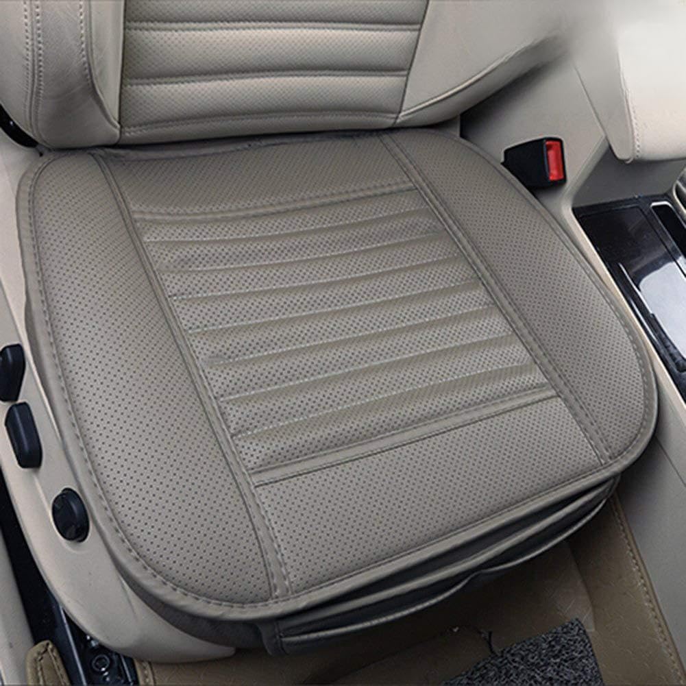 Kissen für Autositz - Komfortabel und Atmungsaktiv, PU-Leder-Bambuskohle Innensitzbezug, Auflage Matte für Four Seasons Allgemeine Auto Supplies (Grau, 2 Stück) von MYMM