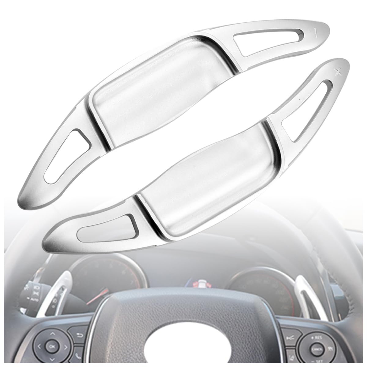 MYMOCCY Aluminium-Schaltschalthebelabdeckung, kompatibel mit Toyota Camry 2018–2024, Corolla RAV4 Avalon 2019–2024, Lenkrad-Schaltpaddel-Verlängerung, silberfarben MYMOCCY Aluminium-Schaltschalthebelabdeckung, kompatibel mit Toyota Camry 2018–2024, Corolla RAV4 Avalon 2019–2024, Lenkrad-Schaltpaddel-Verlängerung, silberfarben von MYMOCCY
