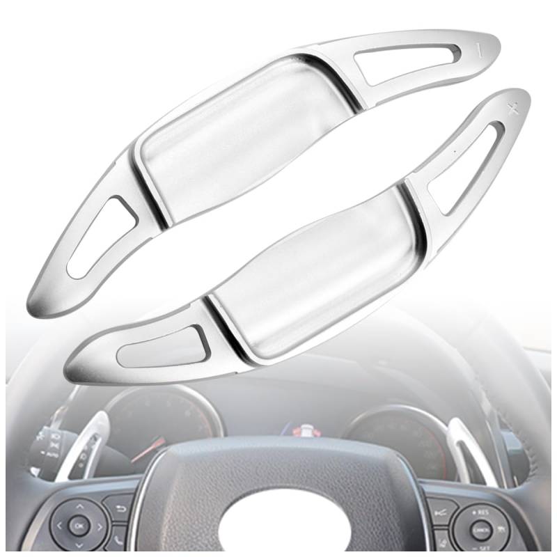 MYMOCCY Aluminium-Schaltschalthebelabdeckung, kompatibel mit Toyota Camry 2018–2024, Corolla RAV4 Avalon 2019–2024, Lenkrad-Schaltpaddel-Verlängerung, silberfarben von MYMOCCY