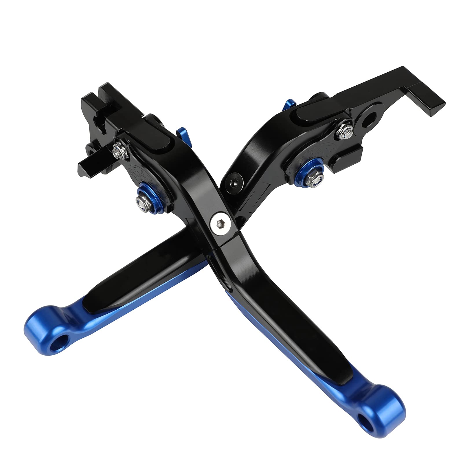 Motorrad Einstellbar Faltbar Brems Kupplungshebel CNC Aluminium für MT07 2014-2020-Schwarz+Schwarz+Blau+Blau von MZ-STORE