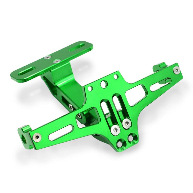 MZ-STORE Universal CNC Aluminium Motorrad Hintere Kennzeichenhalter Nummernschildhalter mit Rücklicht für Z650 Z750 Z800 Z1000 Z900 Z300 Z250 (Grün) von MZ-STORE