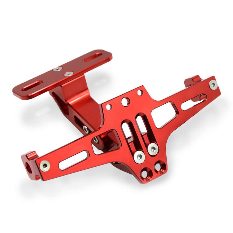 MZ-STORE Universal CNC Aluminium Motorrad Hintere Kennzeichenhalter Nummernschildhalter mit Rücklicht für Z650 Z750 Z800 Z1000 Z900 Z300 Z250 (Rot) von MZ-STORE