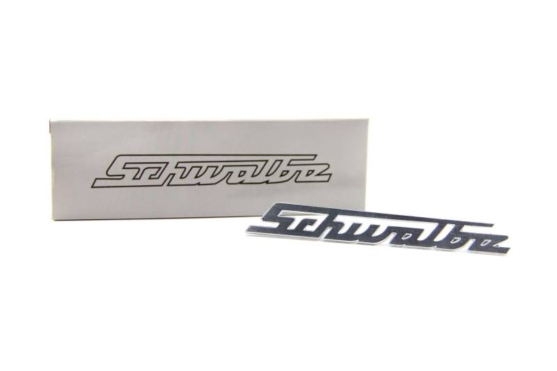 Schriftzug - """"Schwalbe"""" - Aluminium, silber, gerade - für Knieschutzblech / Vorderteil von MZA