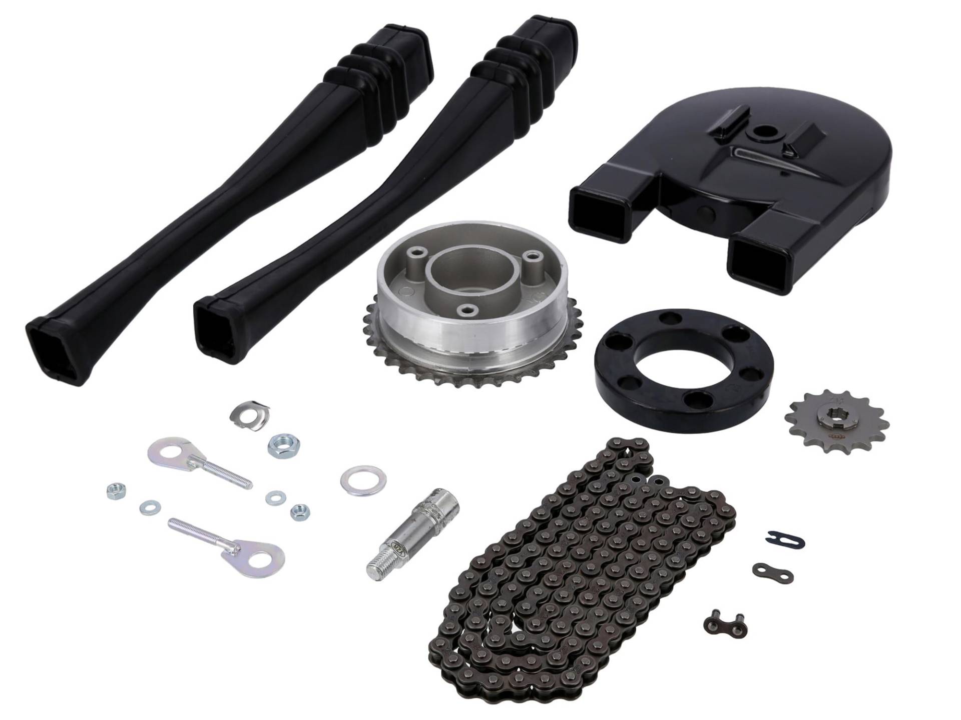 Kettenkit/Kettensatz mit Kleinteilen - Simson Schwalbe KR51, KR51/1 - Mitnehmer Z=34, Rollenkette 114 Glieder, Antriebskettenrad Z=14 Kettenkit/Kettensatz mit Kleinteilen - Simson Schwalbe KR51, KR51/1 - Mitnehmer Z=34, Rollenkette 114 Glieder, Antriebskettenrad Z=14 von MZA