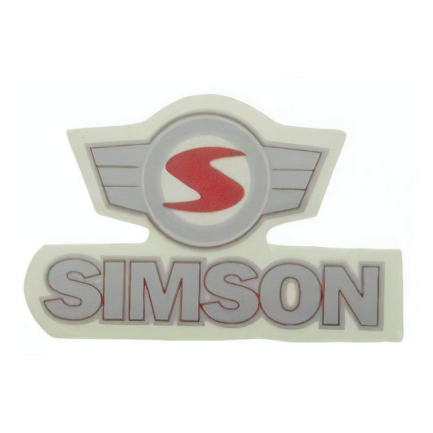 Klebefolie Simson - Schriftzug mit Emblem (rot-silber) von Schwalbe