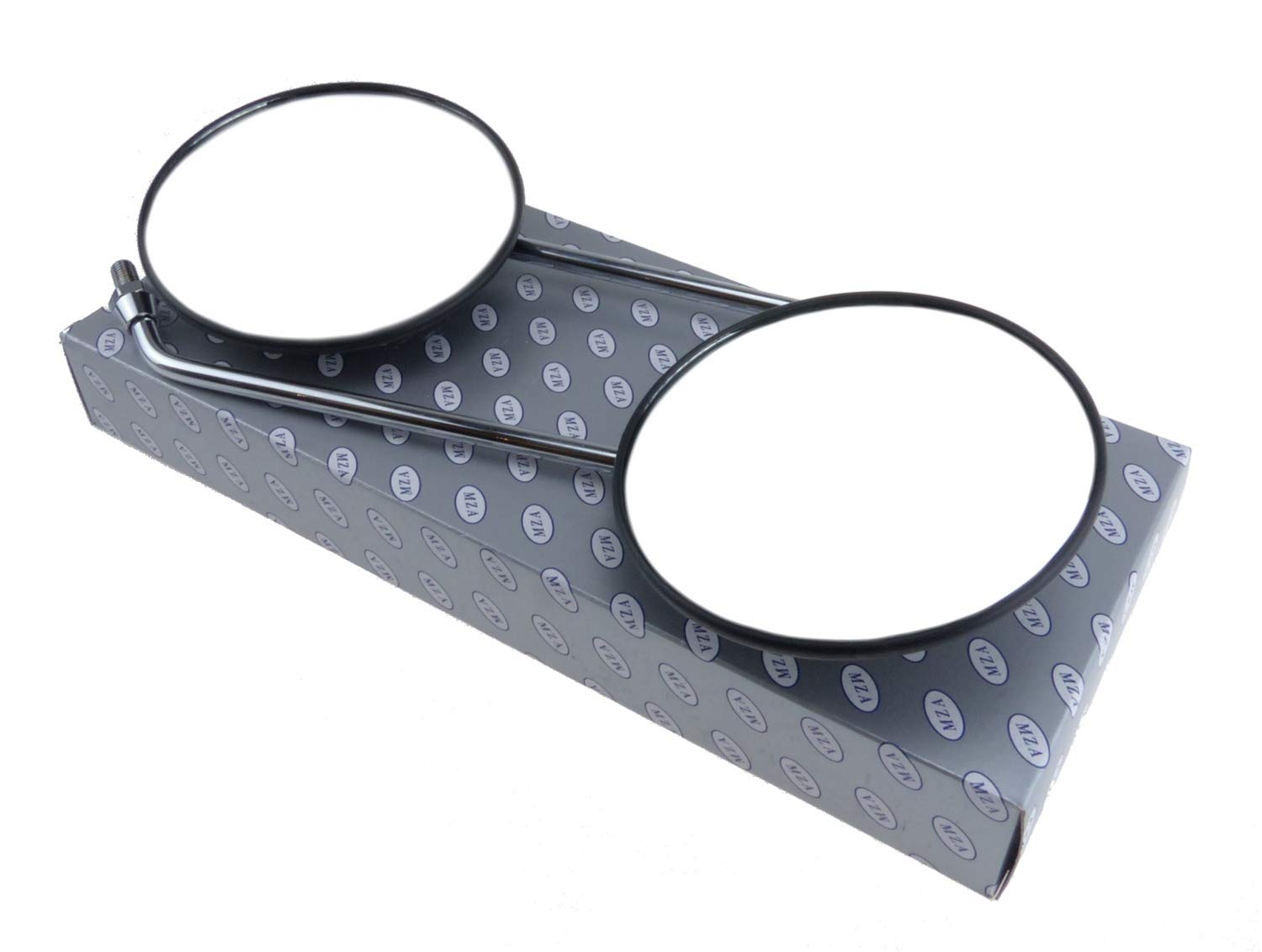 Rückblickspiegel Set - 2 Stück - links u. rechts verwendbar - ø 125mm - Gewinde M8 - verchromter Spiegelarm - Muschelform Rückblickspiegel Set - 2 Stück - links u. rechts verwendbar - ø 125mm - Gewinde M8 - verchromter Spiegelarm - Muschelform von MZA