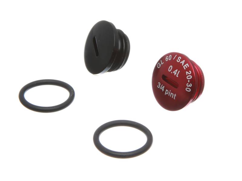 SET Verschlußschraube - Alu schwarz / rot eloxiert mit O-Ringen S51, S53, S70, SR50, SR80, KR51/2 von MZA