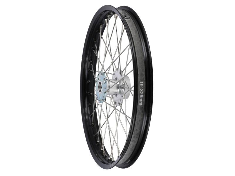 Speichenrad 1,6 x 19" für Scheibenbremse, Alufelge Schwarz eloxiert + Edelstahlspeichen - Simson S53OR, S83OR von MZA