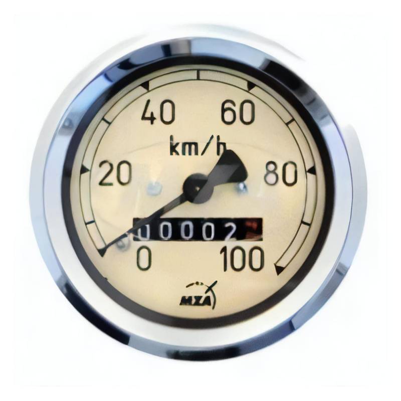 Tachometer AS 60mm - RT125/1 - (100 Km/h) - k-Wert= 1,0 - mit Beleuchtung, Haltklammer und Plastikmutter von MZA