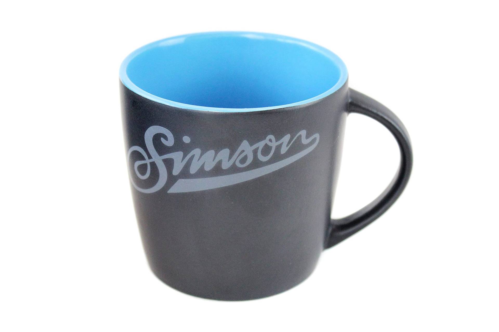 Tasse, Kaffeetasse mit Simson Motiv in Schwarz Blau, Sammleredition, Fassungsvermögen 250ml, MZA-Fanartikel von MZA