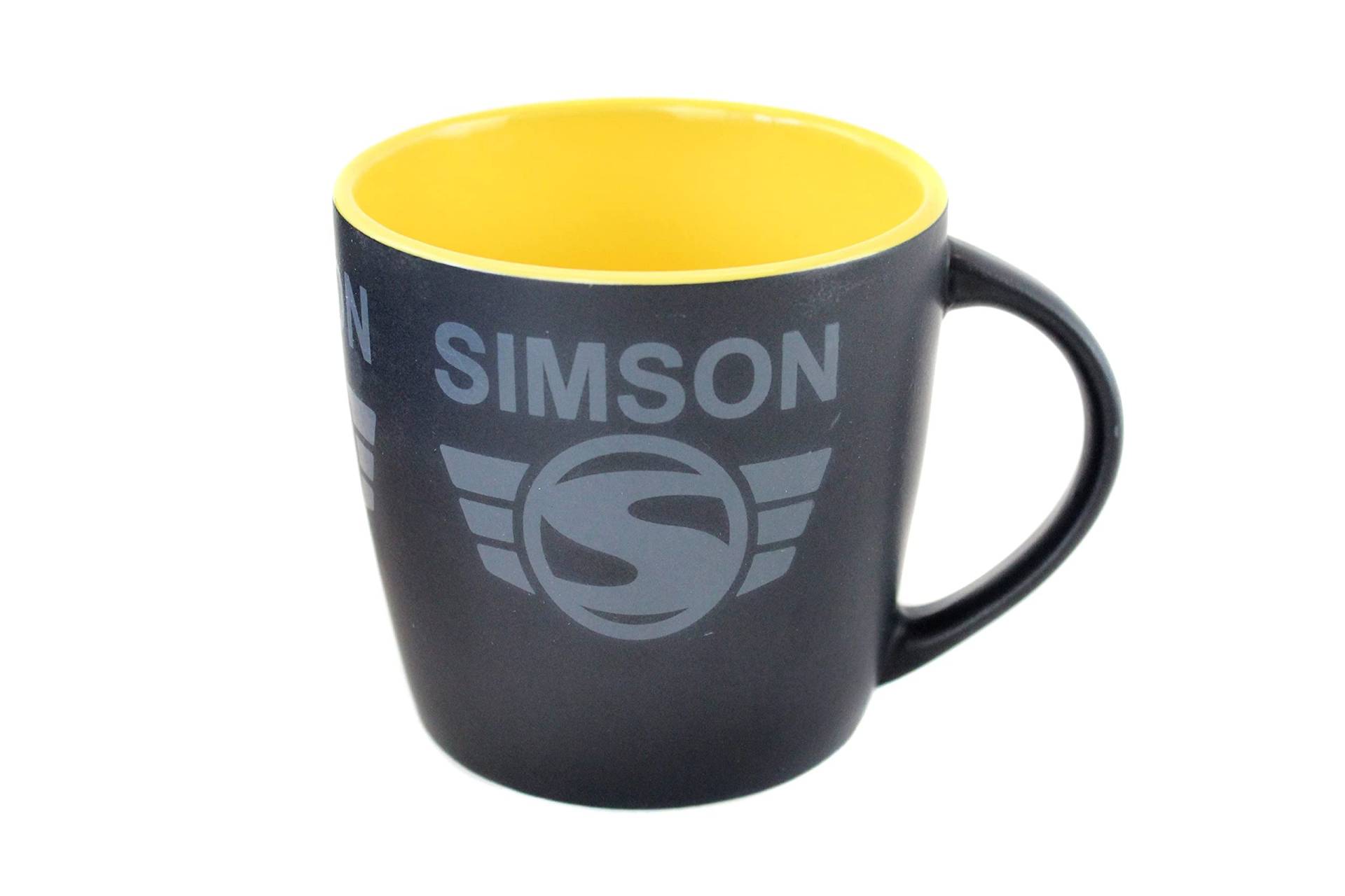 Tasse, Kaffeetasse mit Simson Motiv in Schwarz Gelb, Sammleredition, Fassungsvermögen 250ml, MZA-Fanartikel von MZA