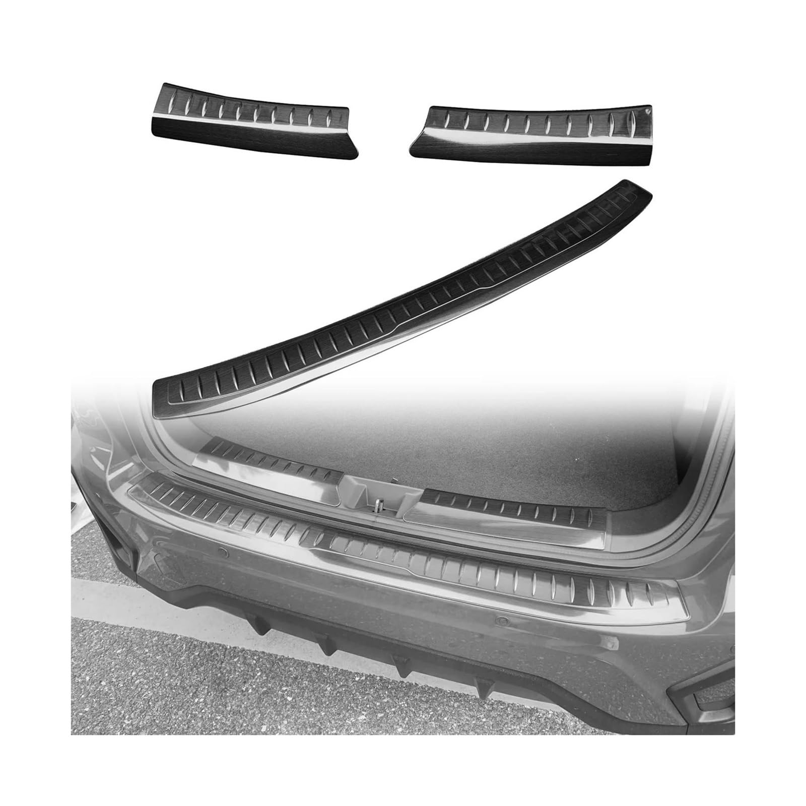 Für Subaru Für Crosstrek GU 2024 Auto Stamm Tür Schutz Streifen Hinten Stoßstange Schützen Sill Stamm Platte Abdeckung (Color : Schwarz) von MZEER