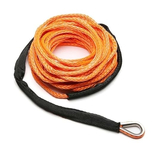 MZTZHVNVGK 1/4''x50' Truck Boat Emergency Replacement Car Outdoor Accessories Synthetic Winch Rope Cable ATV UTV 7700lbs Towing Rope(Orange) von MZTZHVNVGK