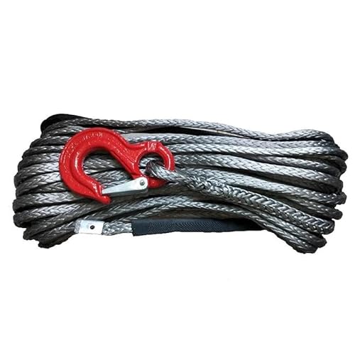 MZTZHVNVGK 12mm X 30m UHMWPE Fiber Synthetic Winch Rope with Hook for ATV/UTV/4WD/4X4/OFFROAD(Gray) von MZTZHVNVGK