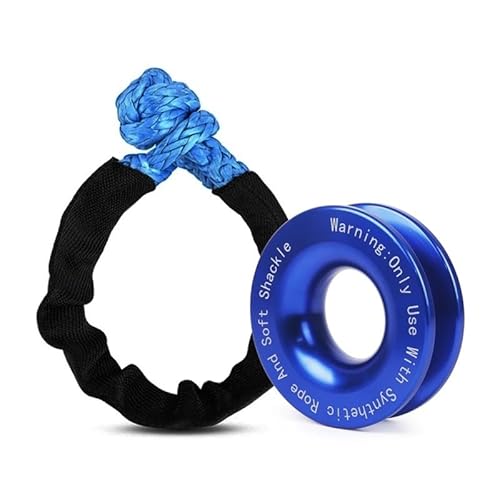 MZTZHVNVGK 55000lbs Winch Rope Synthetic Soft Shackle+Recovery Ring Set Rugged Shackles with Protective Sleeve for Truck Vehicle Recovery(Blue-SZ-YP) von MZTZHVNVGK