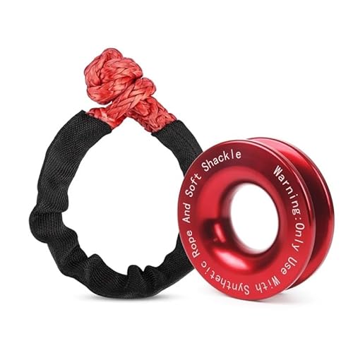 MZTZHVNVGK 55000lbs Winch Rope Synthetic Soft Shackle+Recovery Ring Set Rugged Shackles with Protective Sleeve for Truck Vehicle Recovery(Red-SZ-YP) von MZTZHVNVGK