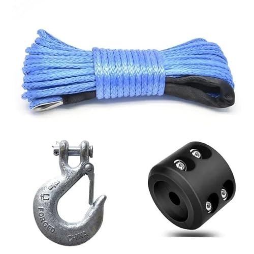 MZTZHVNVGK 7700LBs Winch Line Cable Rope Winches Towing Hook Stopper Rubber for ATV SUV UTV Truck Offroad Accessories Winch Rope Tow Strap(1 Set Blue) von MZTZHVNVGK