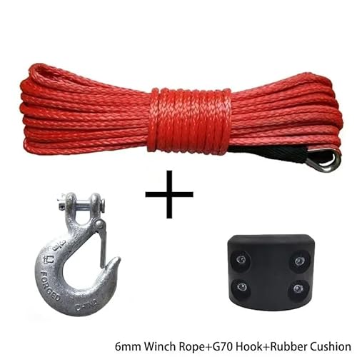 MZTZHVNVGK 7700LBs Winch Line Cable Rope Winches Towing Hook Stopper Rubber for ATV SUV UTV Truck Offroad Accessories Winch Rope Tow Strap(1 Set red) von MZTZHVNVGK