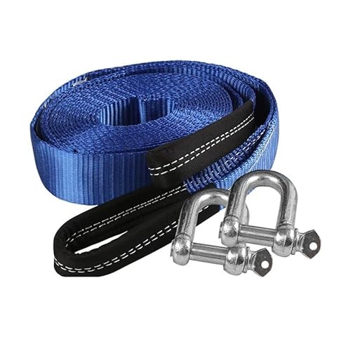 MZTZHVNVGK 8Tons Car Towing Rope Strape Cable with U Hooks Shackle High Strength Nylon with Reflective Light for Car Truck Trailer SUV(Blue Reflective) von MZTZHVNVGK