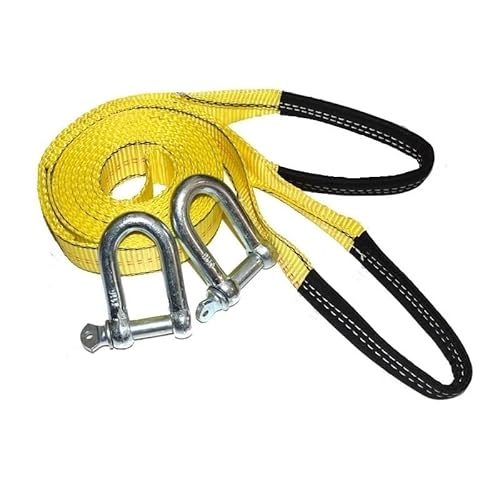 MZTZHVNVGK 8Tons Car Towing Rope Strape Cable with U Hooks Shackle High Strength Nylon with Reflective Light for Car Truck Trailer SUV(Yellow) von MZTZHVNVGK