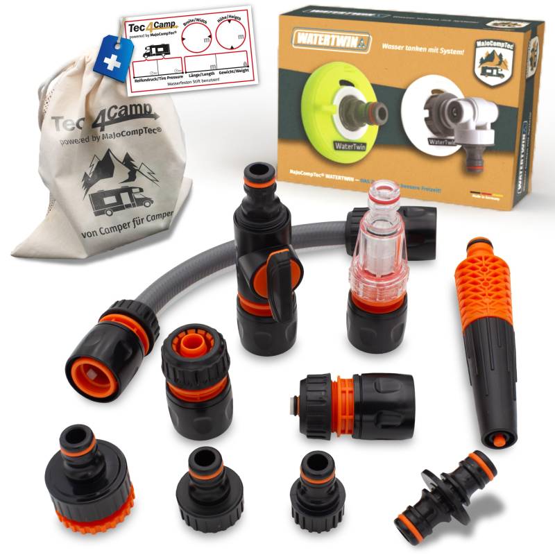 MaJoCompTec® CONNECT-30 Wohnmobil Wasserfilter Set | Caravan Wasser Einfüllstutzen Tankdeckel Zubehör | Schlauchverbinder kompatibel mit Gardena (Anschluss-Set mit Filter, Zubehör) von MaJoCompTec