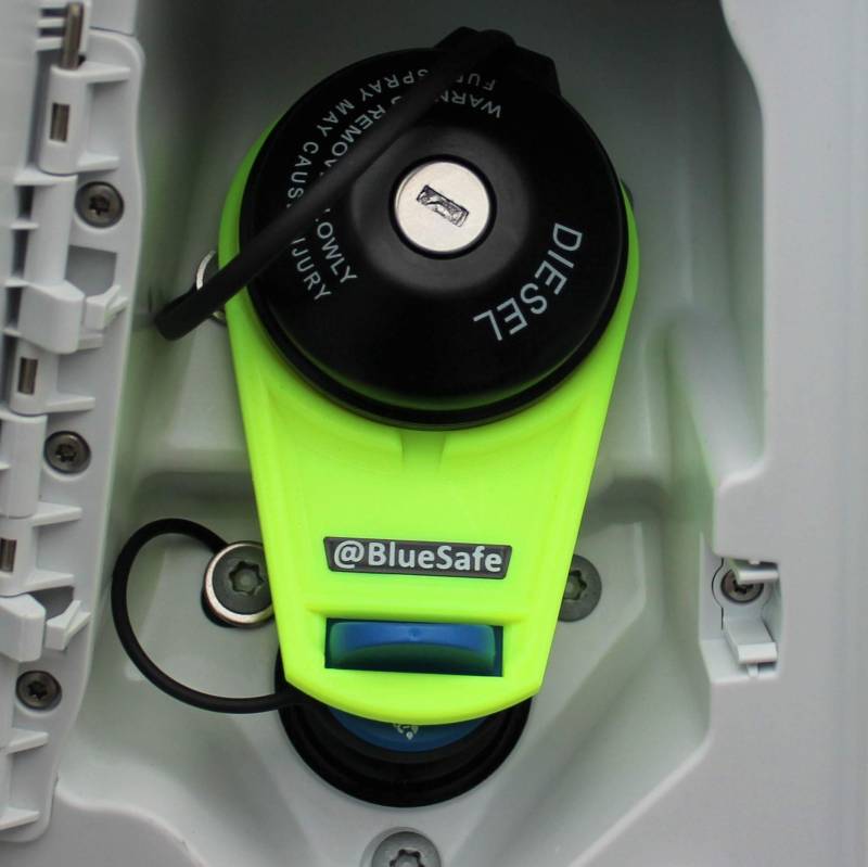 MaJoCompTec® Tankdeckel Sicherung I Tanksicherung für AdBlue Tankverschluss Deckel I Zubehör Kastenwagen Wohnmobil (Typ Tankklappe W, Neon Gelb) von MaJoCompTec