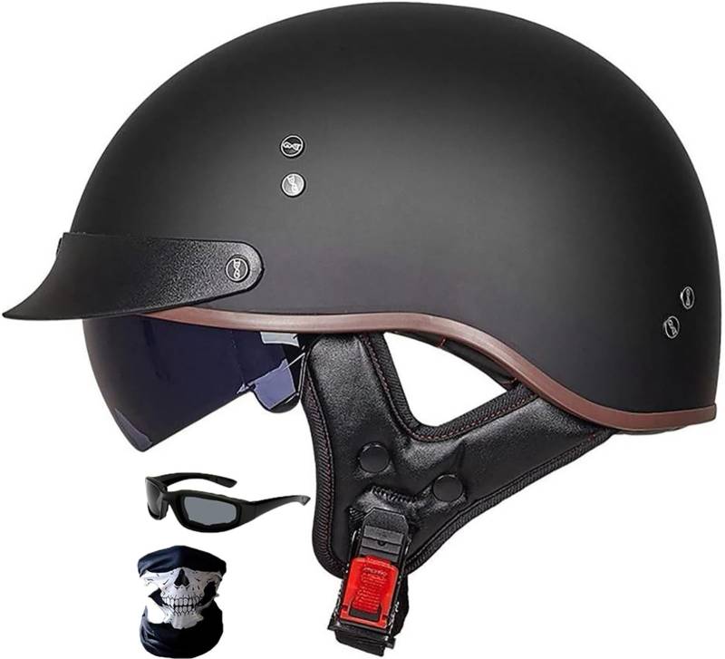 Motorrad Jet Helm ECE-Zugelassene, Chopper Militär Halbschale Biker Mofa Roller SBS-Schale Kombiniert Mit Eps-Pufferschicht Für Besseren Fahrschutz Erwachsene Herren Damen 6,XL von MaVnes