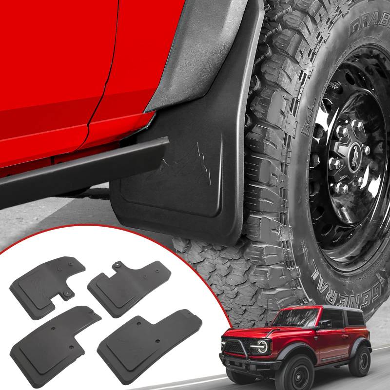 Mabett Schmutzfänger Spritzschutz für Ford Bronco Zubehör 2021 2022 2/4-Türer kein Stanzen erforderlich vorne und hinten (4 Stück) von Mabett