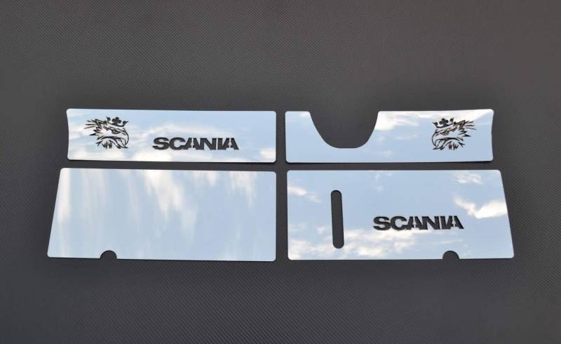 2x Edelstahl Fußschritt Dekor für Scania R/P/G 2004/16 Spiegelpoliert Zubehör von mabi automotive parts