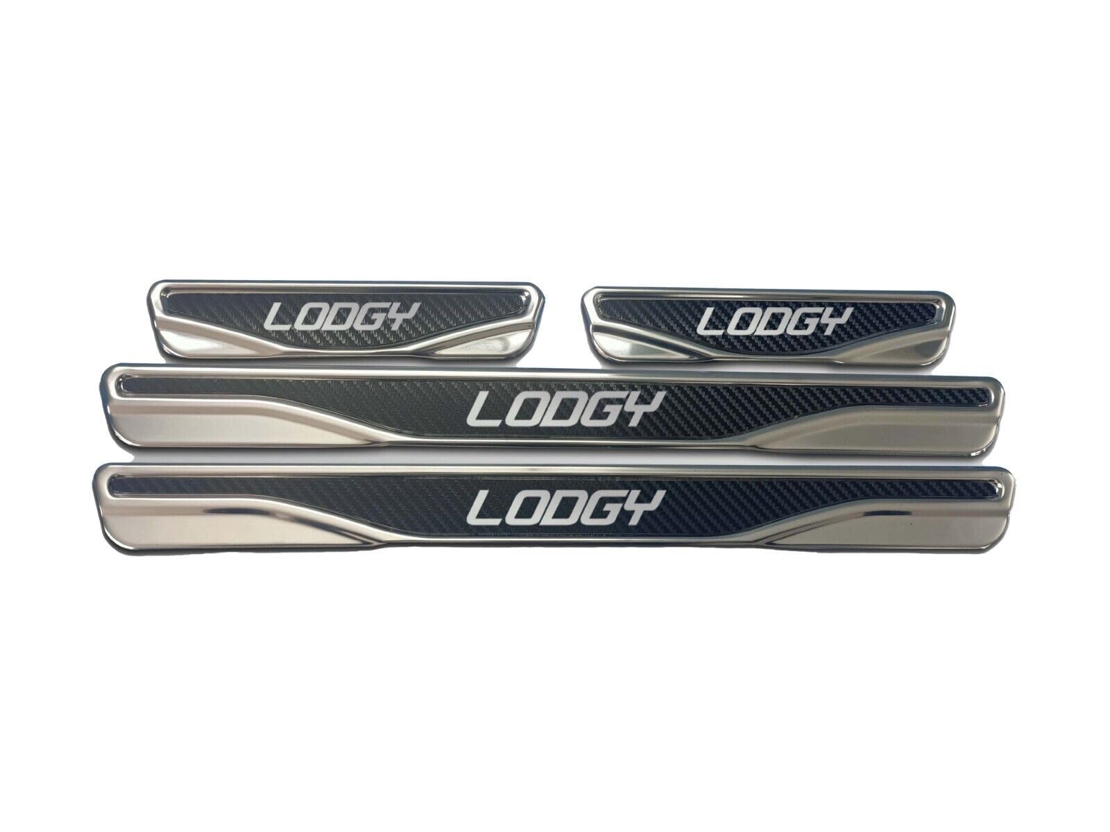 Für Dacia Duster, Stepway, Sandero, Logan, Dokker, Lodgy Chrom- und Carbon-Türschweller, Kratzschutz aus Stahl (Lodgy) von mabi automotive parts