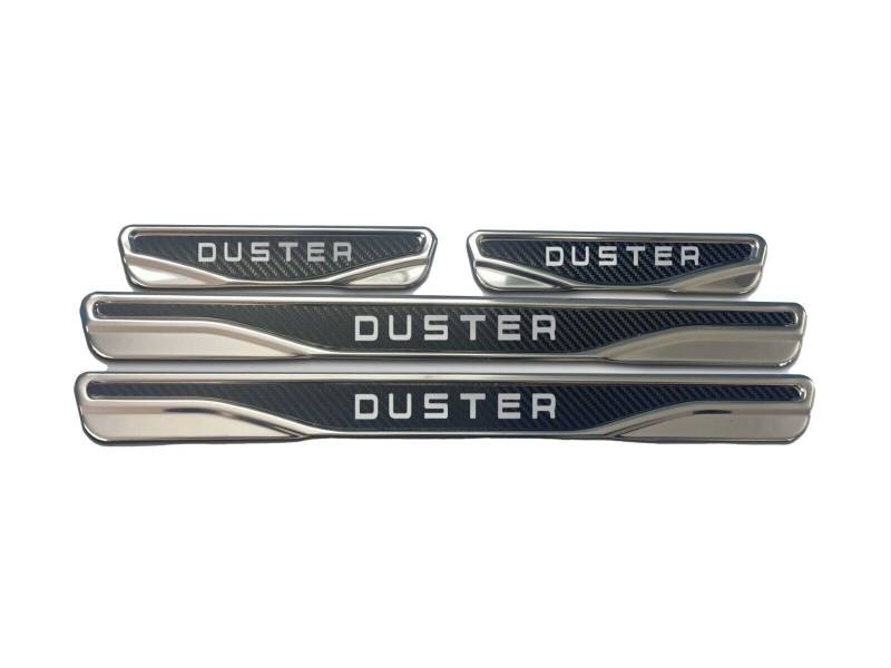 Für Dacia Duster, Stepway, Sandero, Logan, Dokker, Lodgy Chrome & Carbon Türschweller, Kratzschutz, S.Steel (Duster) von mabi automotive parts